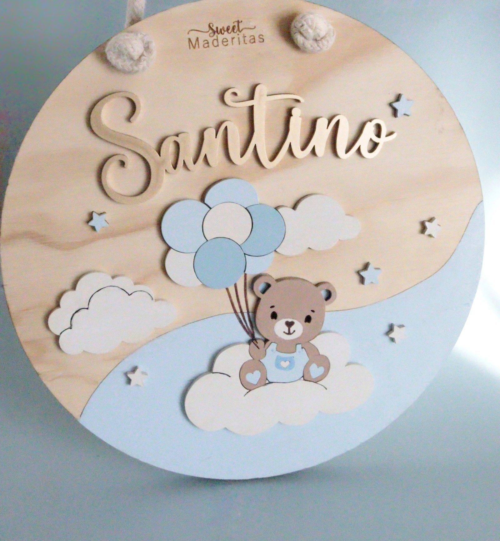 Cartel Bebé Osito Nubes