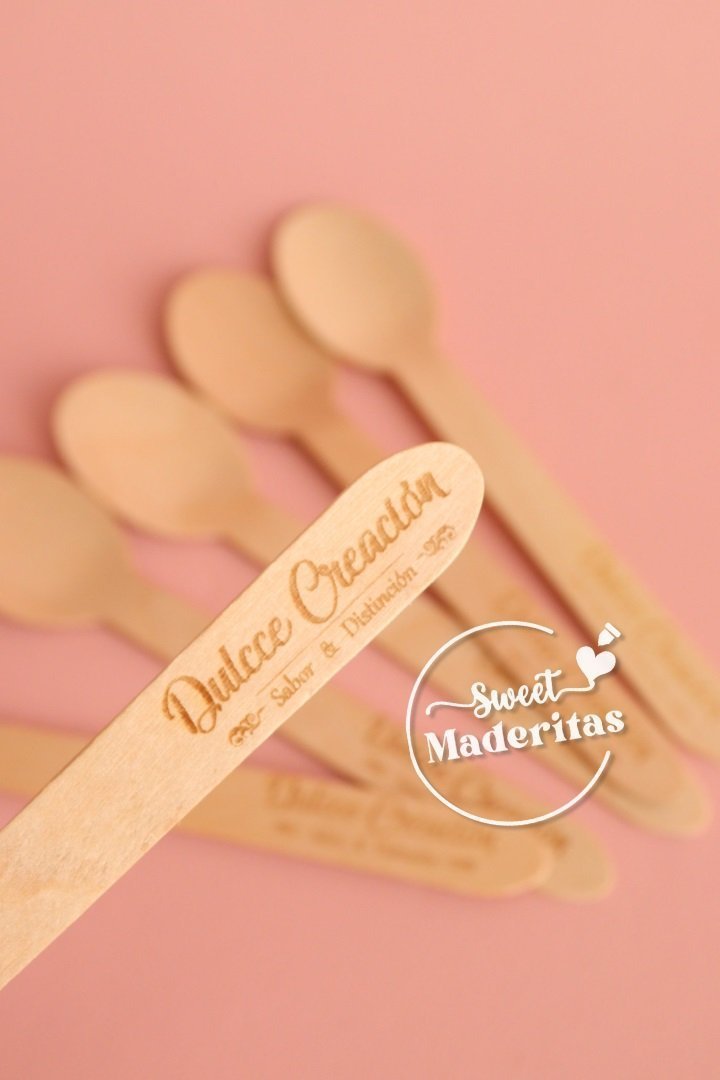 Cucharitas Madera Bambú Grabadas
