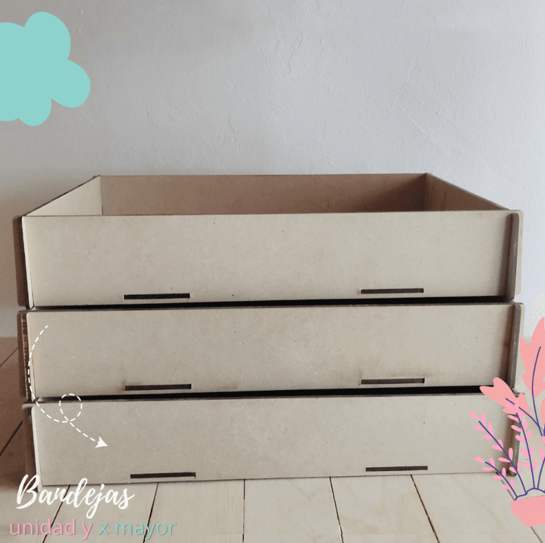 Bandejas mdf natural lisas 35x20x7