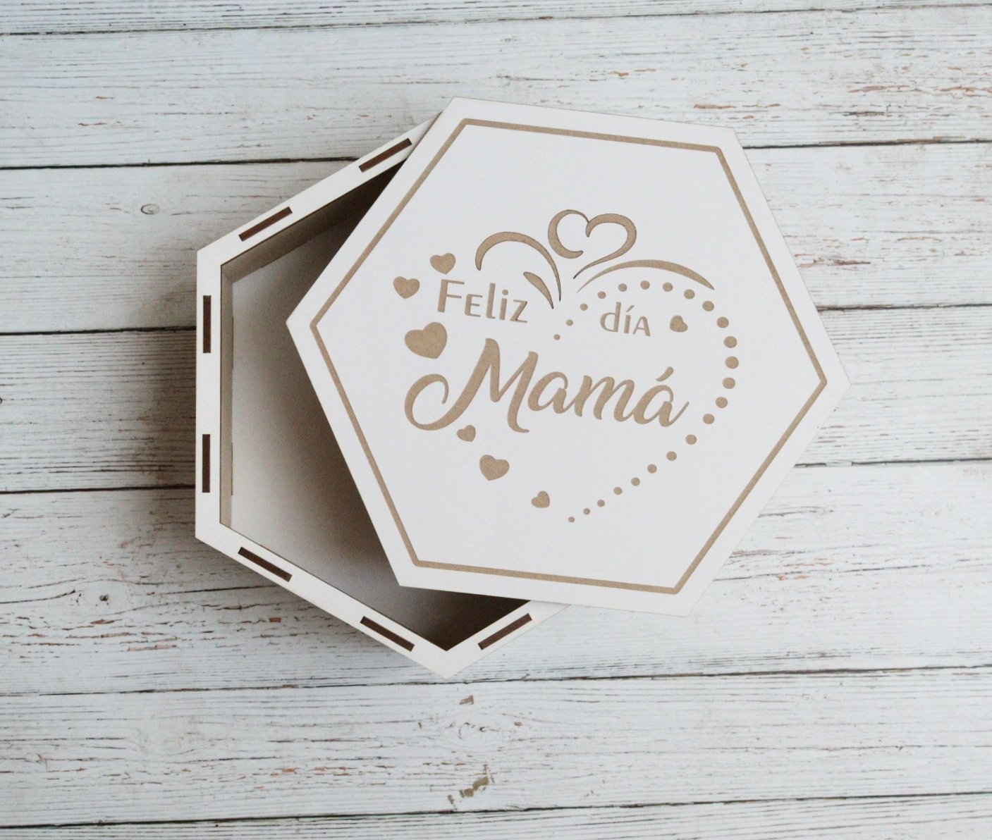 Caja Feliz día Mamá Hexagonal