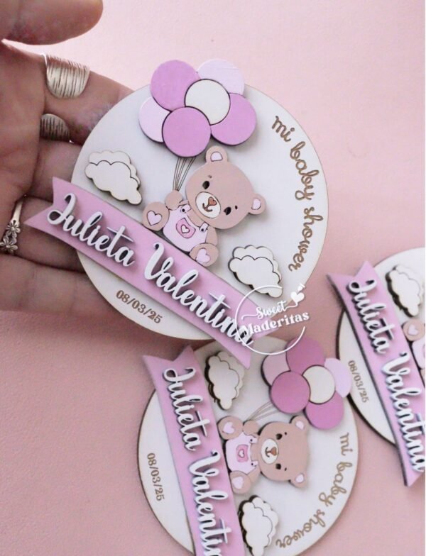 Souvenir Baby shower osita con globos