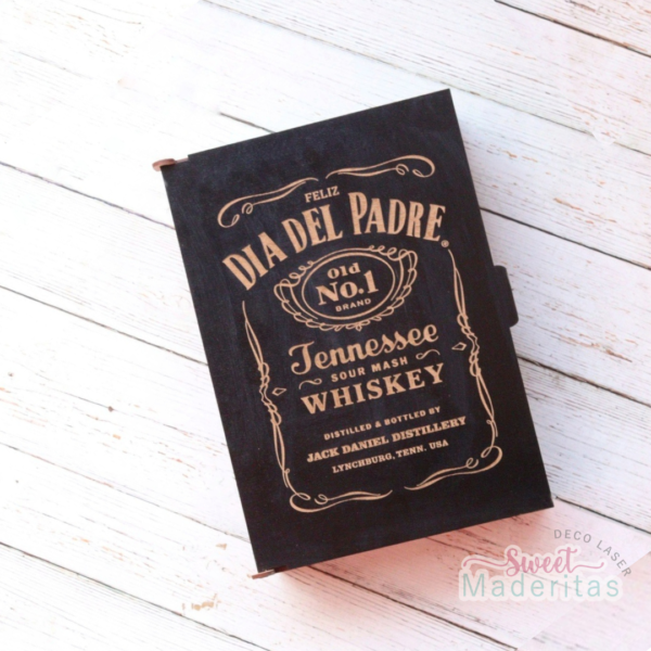 Caja mdf Jack daniel Papá 6 unid