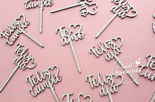 Mini Toppers MDF Corazón