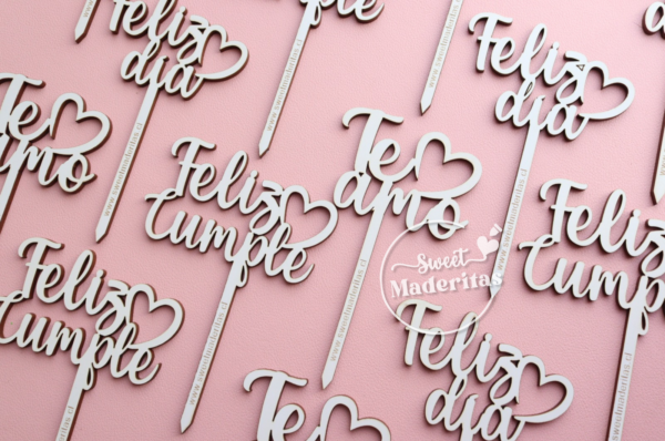 Mini Toppers MDF Corazón - Imagen 2