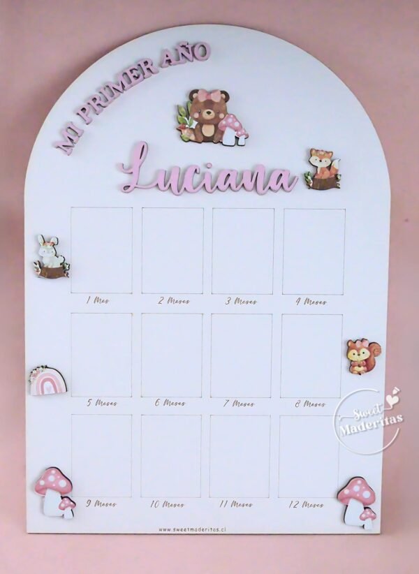 Placa Fotos Mi Primer Año Animales del Bosque