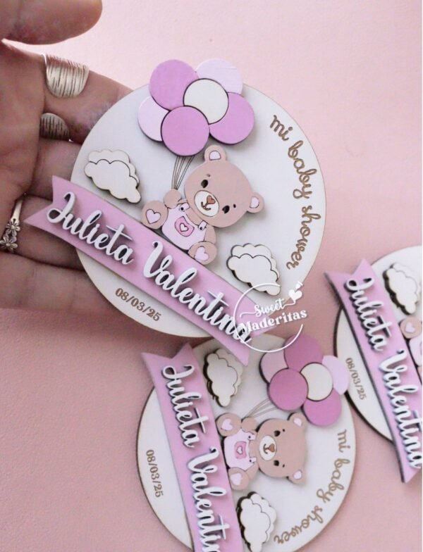 Souvenir Baby shower osita con globos