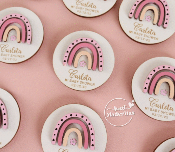 Souvenir recuerditos Arcoiris rosa beige - Imagen 2
