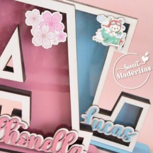 Alcancía infantil letra nombre + figurita