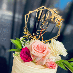 Topper Matrimonio Acrílico Hexa Floral