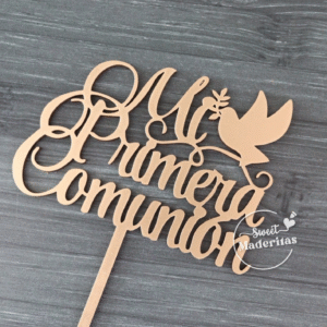 Topper mdf Mi Primera Comunión Palomita