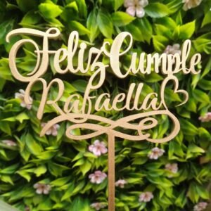 Topper mdf Feliz Cumple + 1 Nombre