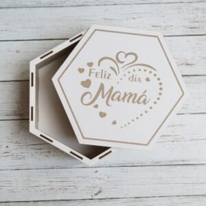 Caja Feliz día Mamá Hexagonal