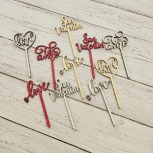 Mini  Topper mdf San Valentin Cupcakes