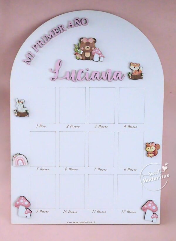 Placa Fotos Mi Primer Año Animales del Bosque