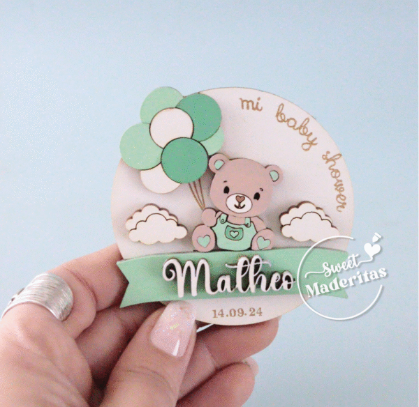 Souvenir Baby shower osito con globos - Imagen 2