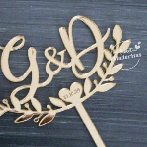 Topper Matrimonio Acrílico Iniales floral