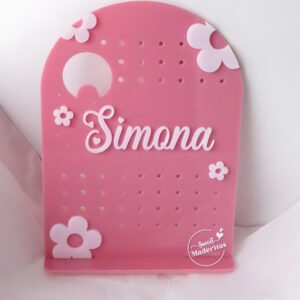 Exhibidor de Aros rosado flores